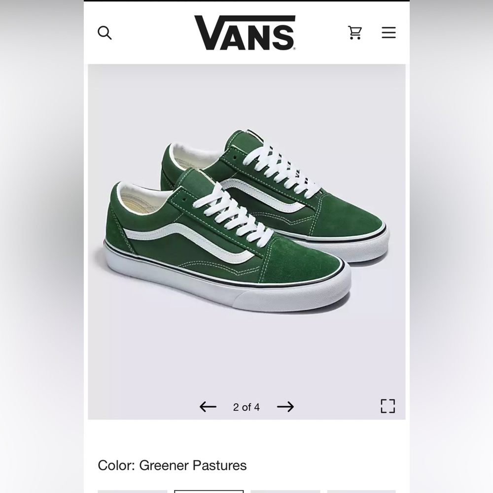 GREEN OLD SKOOL VANS M’s 7.5, W’s 9